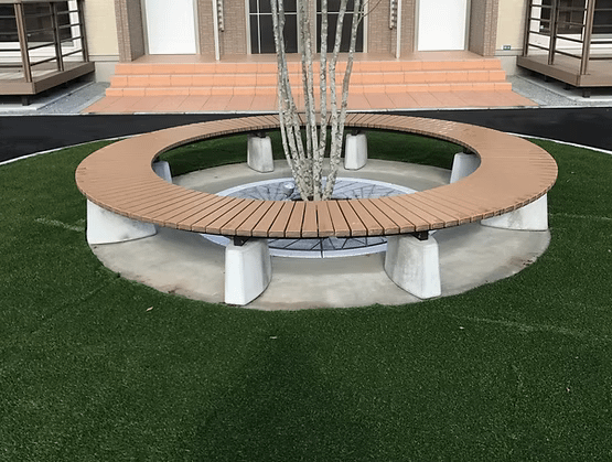 長野市で暮らしをデザインする不動産 土木外構 ワンストップ カズケン 画像 施工事例 施工後ベンチ